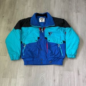 Vintage Tyrolia by Head Colorblock Goose Down Snow Ski Puffer Jacket Size L